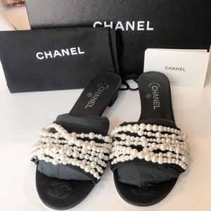CHANEL | Shoes | Chanel White Pearl Sandals Slides | Poshmark